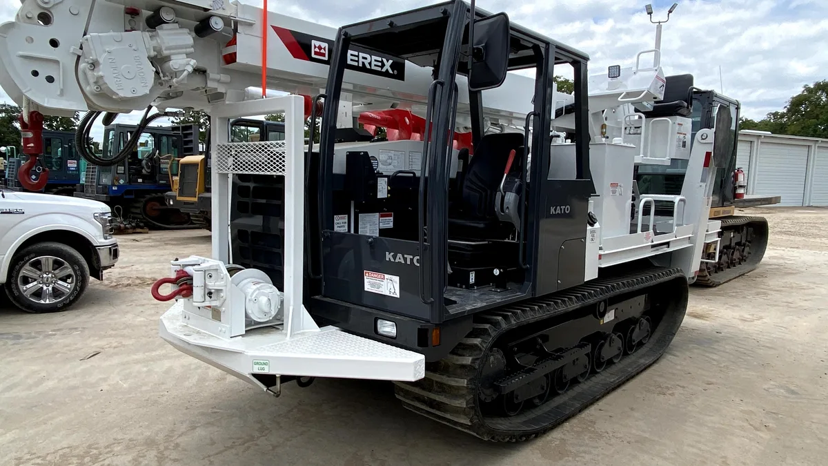 Tracked carrier with aerial bucket on the line